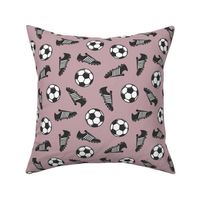 Soccer balls and cleats - mauve - soccer gear - LAD19