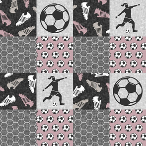 Soccer Patchwork - womens/girl soccer wholecloth in mauve - sports - LAD19