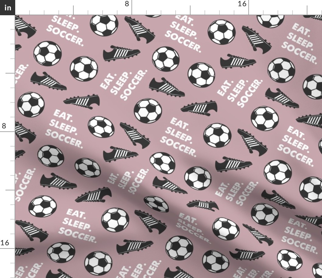 Eat Sleep Soccer - Soccer ball and cleats - mauve - LAD19