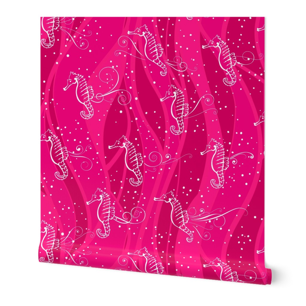 Seahorses Sing Jumbo | White on Pink