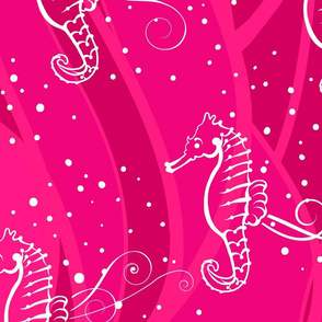 Seahorses Sing Jumbo | White on Pink