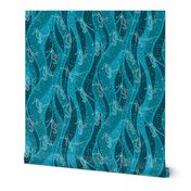 Seahorses Sing  | White on Teal