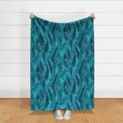 Seahorses Sing  | White on Teal