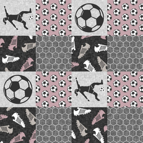 Soccer Patchwork - womens/girl soccer wholecloth in mauve  - sports - LAD19