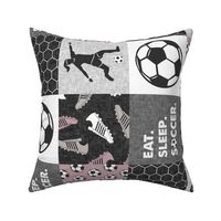 Eat. Sleep. Soccer. - womens/girl soccer wholecloth in mauve  - patchwork sports (90)- LAD19