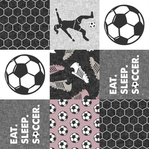 Eat. Sleep. Soccer. - womens/girl soccer wholecloth in mauve  - patchwork sports (90)- LAD19