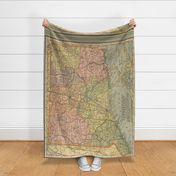 Connecticut map, vintage - XL (for 2 yds of 54" fabric)