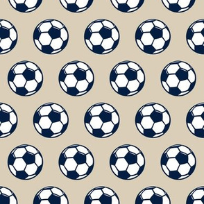 (small scale) soccer balls - navy and tan - sports balls - LAD19