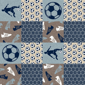 Soccer Patchwork - mens/boys soccer wholecloth in navy and tan - sports (90) - LAD19