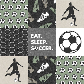 Eat. Sleep. Soccer. - mens/boys  soccer wholecloth in sage - patchwork sports - LAD19