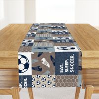 Eat. Sleep. Soccer. - mens/boys soccer wholecloth in navy and tan - patchwork sports (90) - LAD19