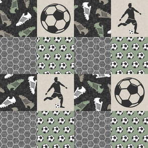 Soccer Patchwork - mens/boys soccer wholecloth in sage - sports - LAD19