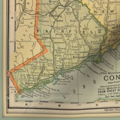 Connecticut map, vintage - small (FQ)