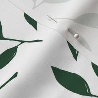 Green leaves on white seamless pattern blender