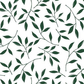 Green leaves on white seamless pattern blender