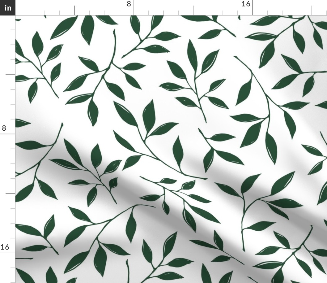 Green leaves on white seamless pattern blender