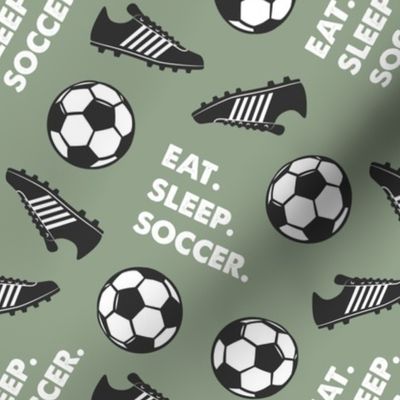 Eat Sleep Soccer - Soccer ball and cleats - sage - LAD19