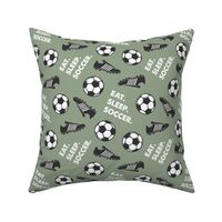 Eat Sleep Soccer - Soccer ball and cleats - sage - LAD19