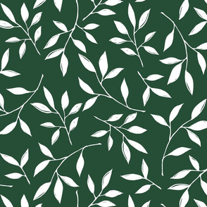 solid white leaves on eden green christmas fabrics blender fabric