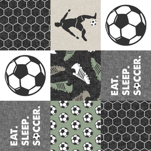 Eat. Sleep. Soccer. - mens/boys soccer wholecloth in sage - patchwork sports - LAD19