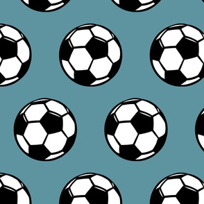 (large scale) Soccer balls on slate - sports fabric -  LAD19