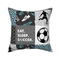 Eat. Sleep. Soccer. - mens/boys soccer wholecloth in slate - patchwork sports - LAD19