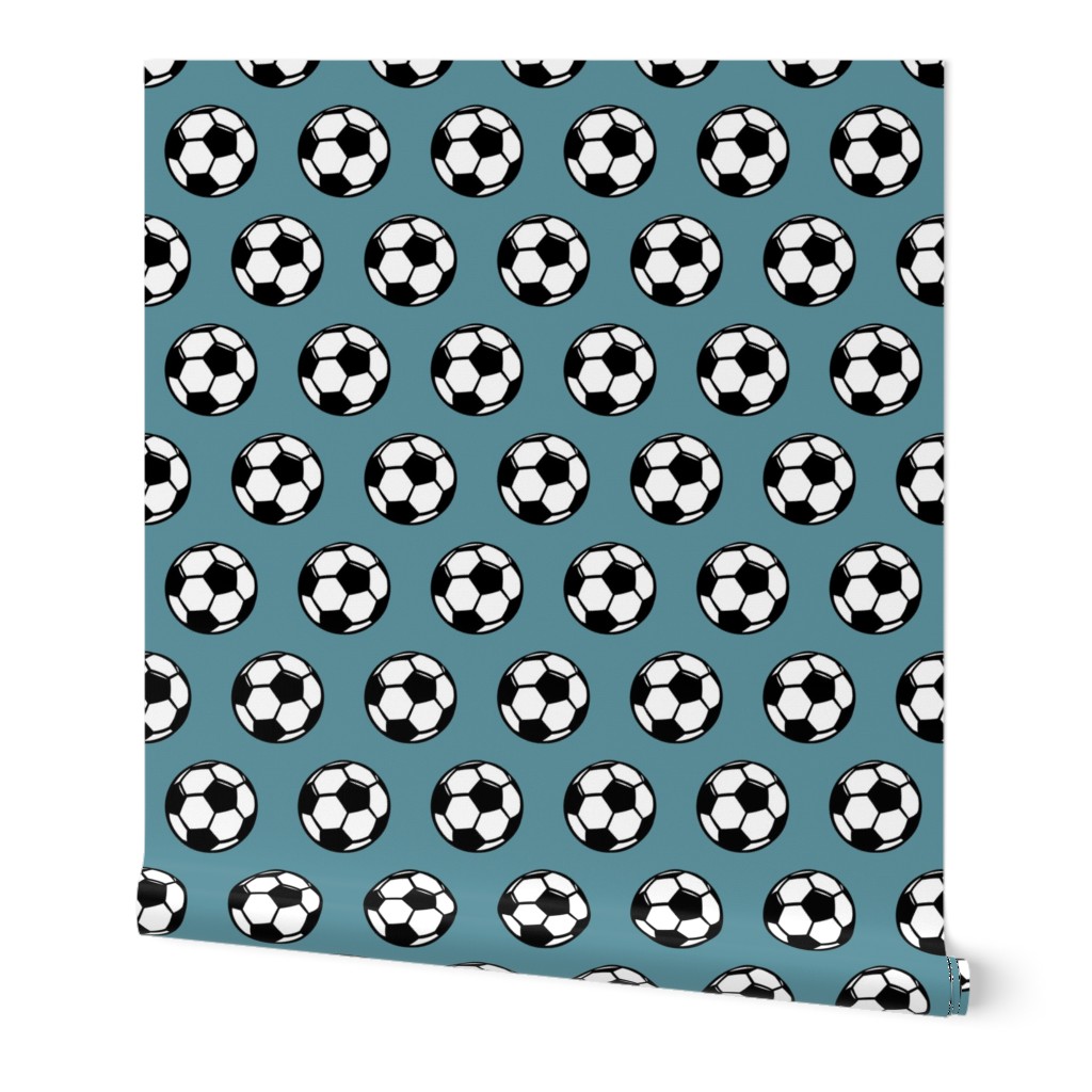(small scale) soccer balls on slate - sports balls - LAD19