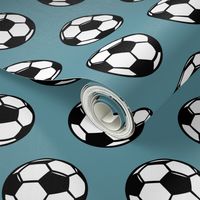 (small scale) soccer balls on slate - sports balls - LAD19