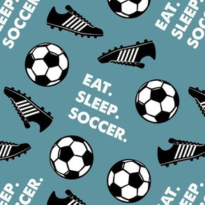 Eat Sleep Soccer - Soccer ball and cleats - slate  - LAD19