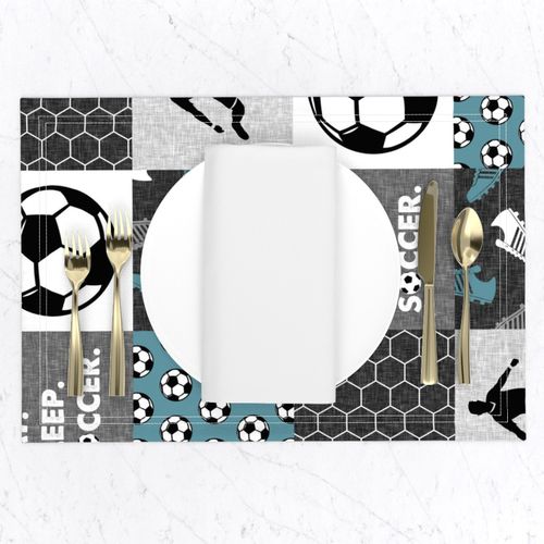 Eat. Sleep. Soccer. - mens/boys soccer wholecloth in slate - patchwork sports - LAD19