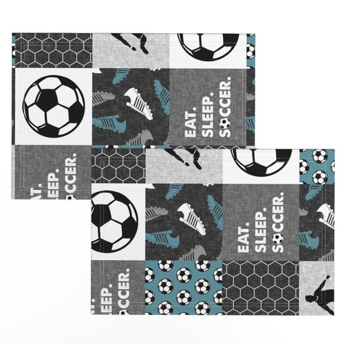 Eat. Sleep. Soccer. - mens/boys soccer wholecloth in slate - patchwork sports - LAD19