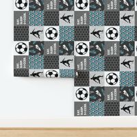 Eat. Sleep. Soccer. - mens/boys soccer wholecloth in slate - patchwork sports - LAD19