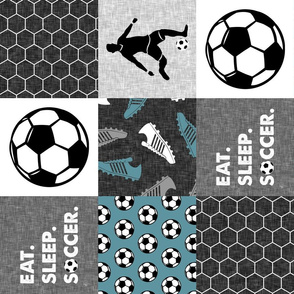 Eat. Sleep. Soccer. - mens/boys soccer wholecloth in slate - patchwork sports - LAD19