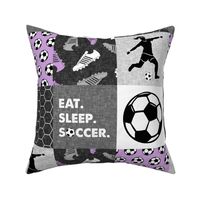 Eat. Sleep. Soccer. - womens/girl soccer wholecloth in purple - patchwork sports  - LAD19