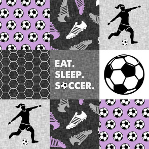 Eat. Sleep. Soccer. - womens/girl soccer wholecloth in purple - patchwork sports  - LAD19