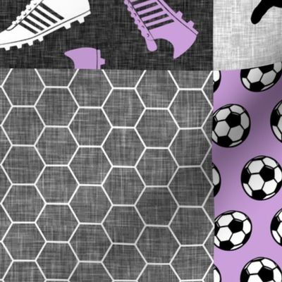 Soccer Patchwork - womens/girl soccer wholecloth in purple - sports - LAD19