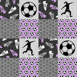 Soccer Patchwork - womens/girl soccer wholecloth in purple - sports - LAD19