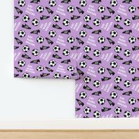 Eat Sleep Soccer - Soccer ball and cleats - purple - LAD19