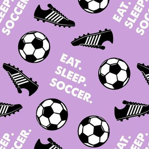 Eat Sleep Soccer - Soccer ball and cleats - purple - LAD19