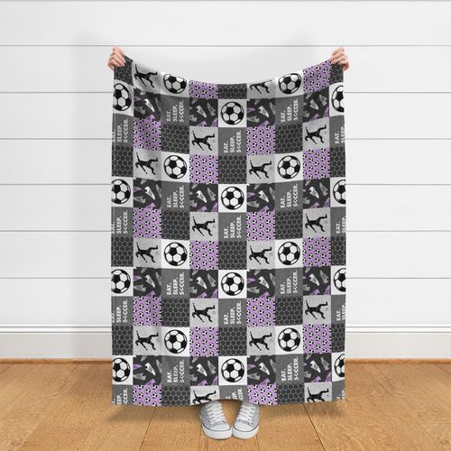 Eat. Sleep. Soccer. - womens/girl soccer wholecloth in purple - patchwork sports (90) - LAD19