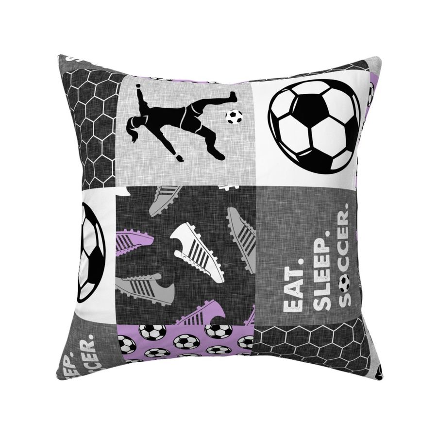 Eat. Sleep. Soccer. - womens/girl soccer wholecloth in purple - patchwork sports (90) - LAD19