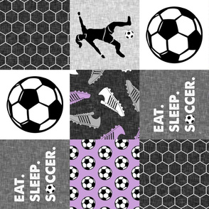 Eat. Sleep. Soccer. - womens/girl soccer wholecloth in purple - patchwork sports (90) - LAD19