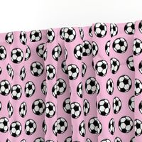 (small scale) soccer balls on pink - sports balls - LAD19