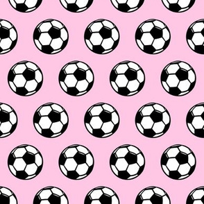 (small scale) soccer balls on pink - sports balls - LAD19