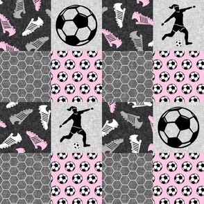 Soccer Patchwork - womens/girl soccer wholecloth in pink - sports - LAD19