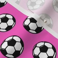 (small scale) soccer balls on hot pink - sports balls - LAD19