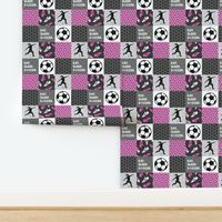 Eat. Sleep. Soccer. - womens/girl soccer wholecloth in hot pink - patchwork sports - LAD19