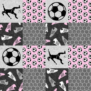 Soccer Patchwork - womens/girl soccer wholecloth in pink - sports (90) - LAD19