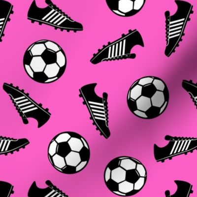Soccer balls and cleats - hot pink - soccer gear - LAD19