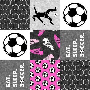 Eat. Sleep. Soccer. - womens/girl soccer wholecloth in hot pink - patchwork sports (90) - LAD19
